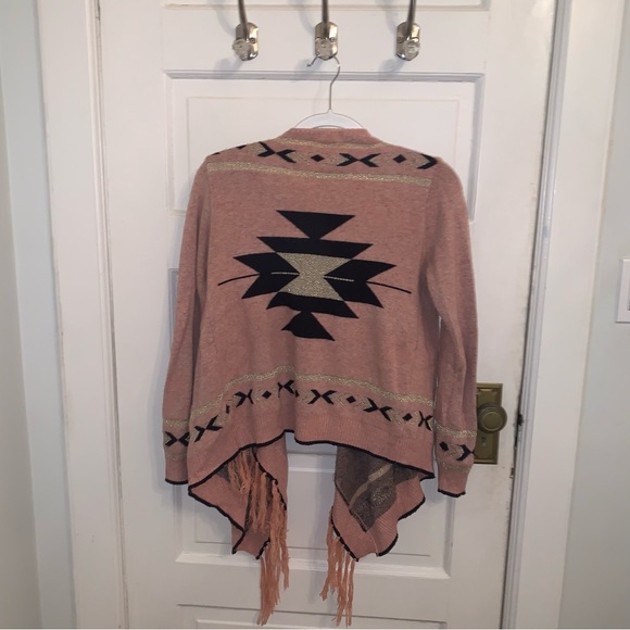 Tobi Aztec Cardigan with Fringe- One Size Fits All - Picture 2 of 5